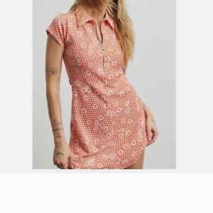 Urban Outfitters Arlo Orange and Cream Floral Mini Dress